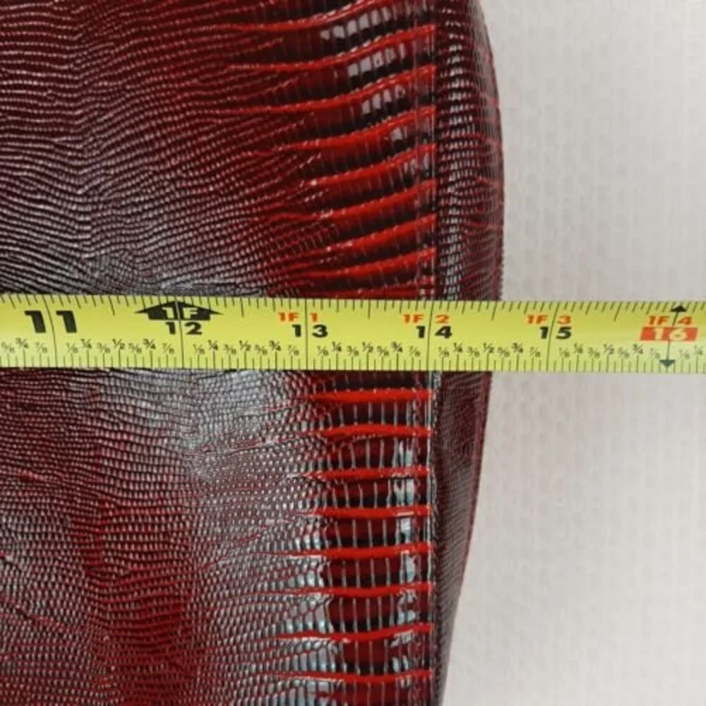 Estee lauder Women Red Leather Handbag Bag Cosmetic Bag Animal Print Zip